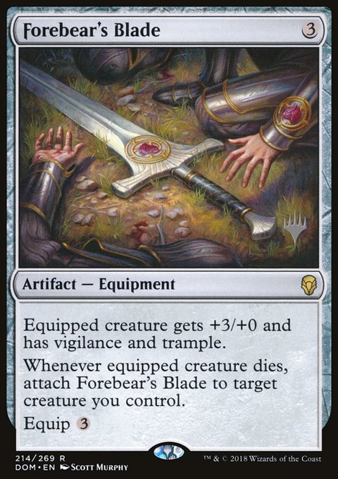 Forebear's Blade, Dominaria Promos #214p, Magic: The Gathering card