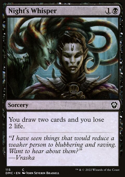 Night's Whisper, Dominaria United Commander #115, Magic: The Gathering card