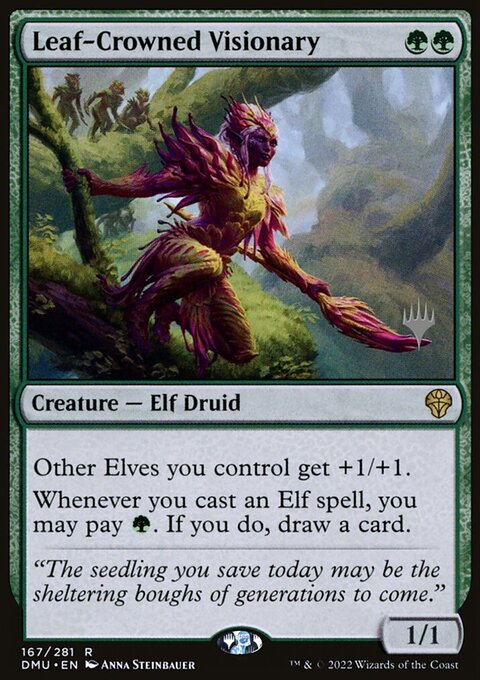 Leaf-Crowned Visionary, Dominaria United Promos #167p, Magic: The Gathering card