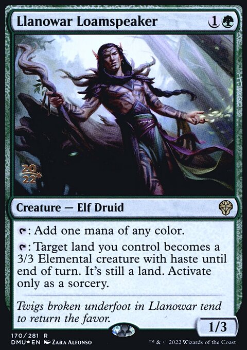 Llanowar Loamspeaker, Dominaria United Promos #170s, Magic: The Gathering card