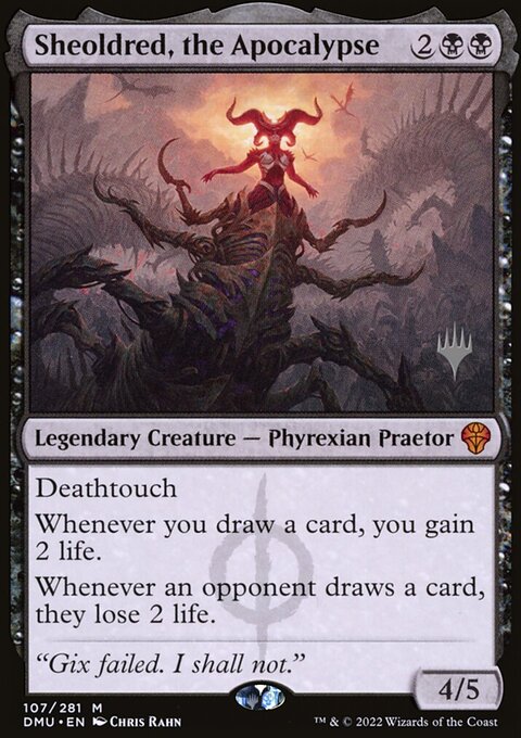 Sheoldred, the Apocalypse, Dominaria United Promos #107p, Magic: The Gathering card