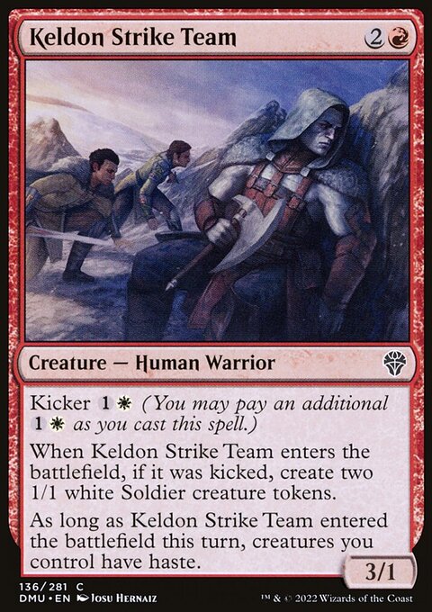 Keldon Strike Team, Dominaria United #136, Magic: The Gathering card