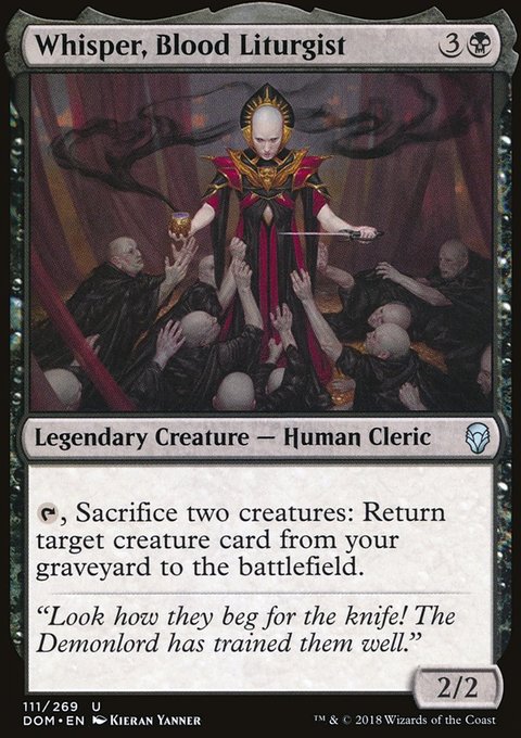 Whisper, Blood Liturgist, Dominaria #111, Magic: The Gathering card