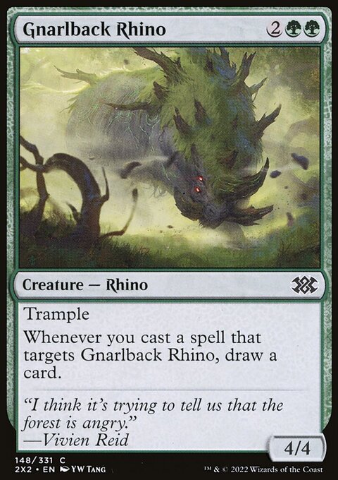 Gnarlback Rhino, Double Masters 2022 #148, Magic: The Gathering card