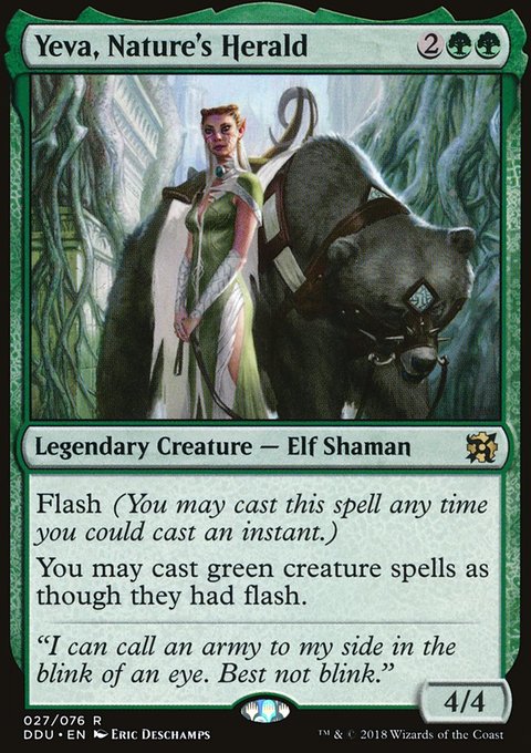 Yeva, Nature's Herald, Duel Decks: Elves vs. Inventors #27, Magic: The Gathering card