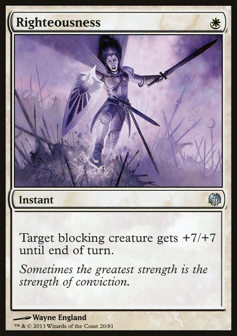 Righteousness, Duel Decks: Heroes vs. Monsters #20, Magic: The Gathering card