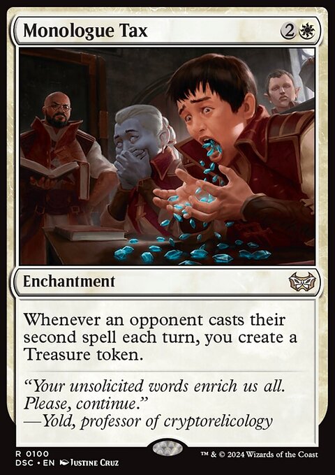 Monologue Tax, Duskmourn: House of Horror Commander #100, Magic: The Gathering card