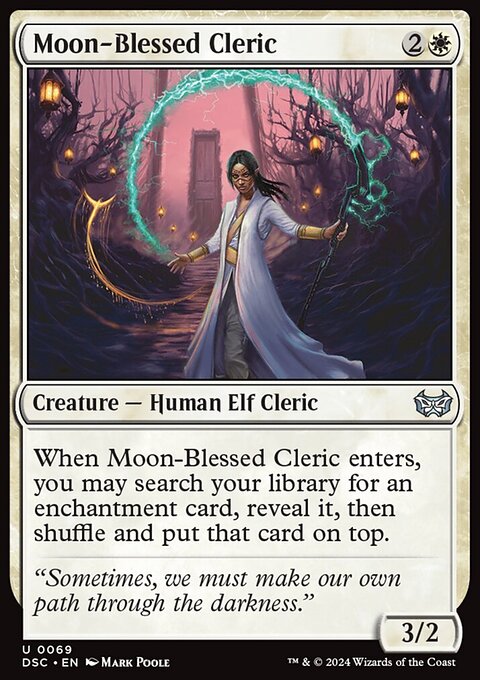 Moon-Blessed Cleric, Duskmourn: House of Horror Commander #69, Magic: The Gathering card