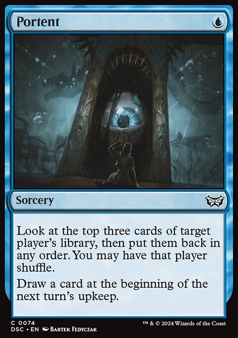 Portent, Duskmourn: House of Horror Commander #74, Magic: The Gathering card