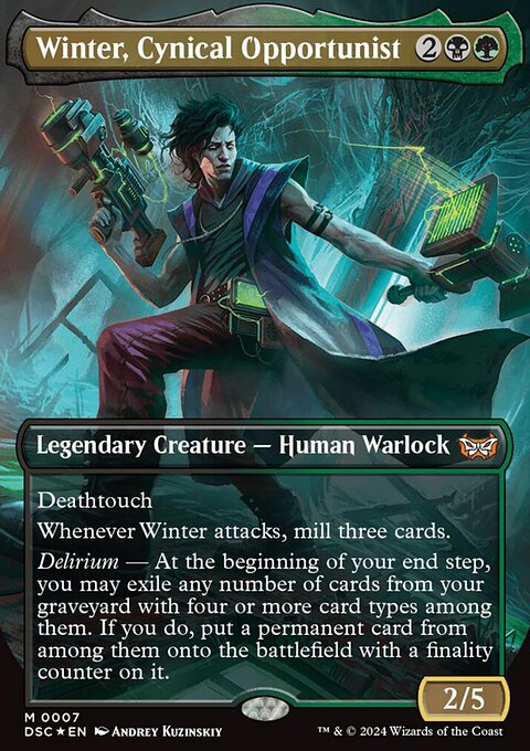 Winter, Cynical Opportunist, Duskmourn: House of Horror Commander #7, Magic: The Gathering card