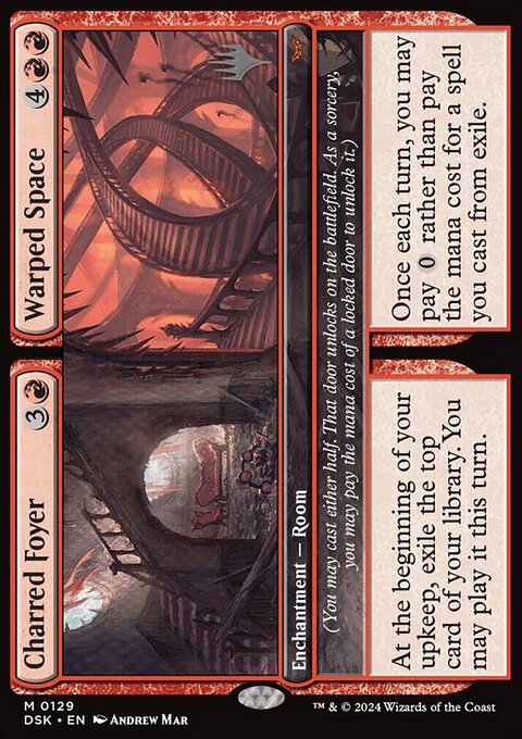 Charred Foyer // Warped Space, Duskmourn: House of Horror Promos #129p, Magic: The Gathering card