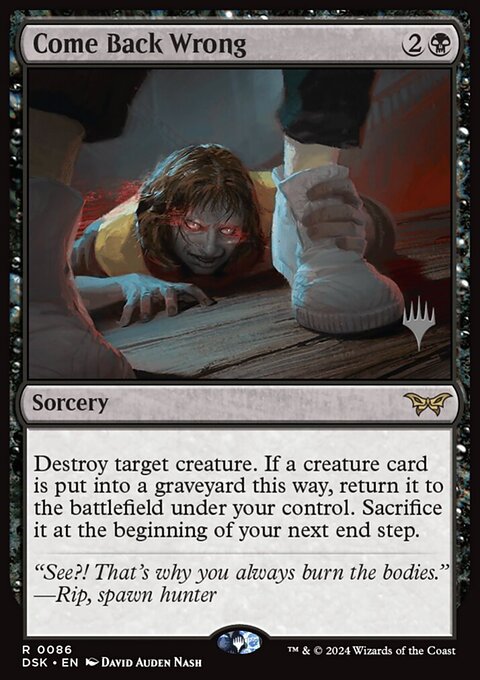 Come Back Wrong, Duskmourn: House of Horror Promos #86p, Magic: The Gathering card