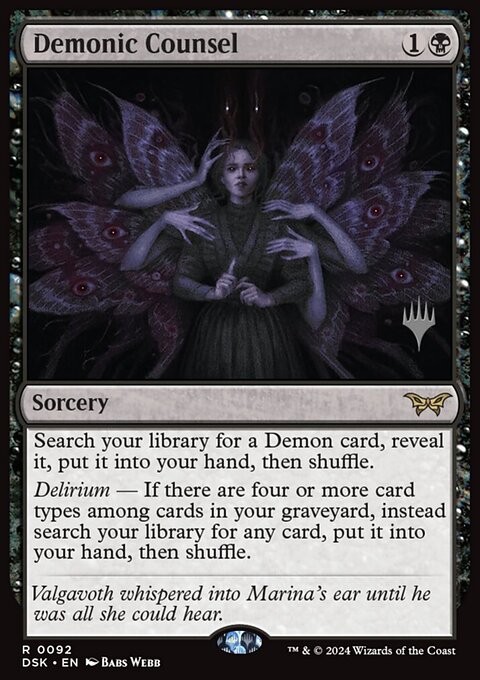 Demonic Counsel, Duskmourn: House of Horror Promos #92p, Magic: The Gathering card