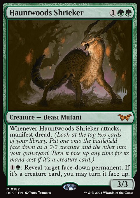 Hauntwoods Shrieker, Duskmourn: House of Horror Promos #182p, Magic: The Gathering card