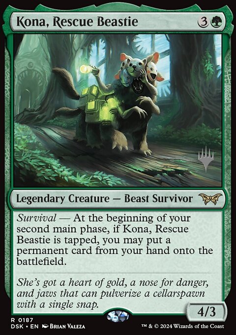 Kona, Rescue Beastie, Duskmourn: House of Horror Promos #187p, Magic: The Gathering card
