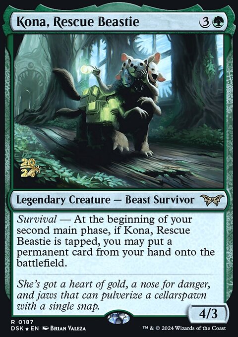 Kona, Rescue Beastie, Duskmourn: House of Horror Promos #187s, Magic: The Gathering card