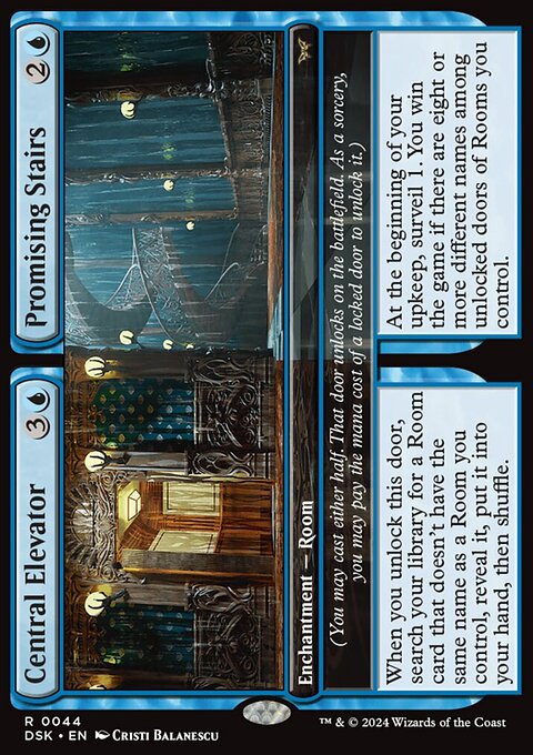 Central Elevator // Promising Stairs, Duskmourn: House of Horror #44, Magic: The Gathering card