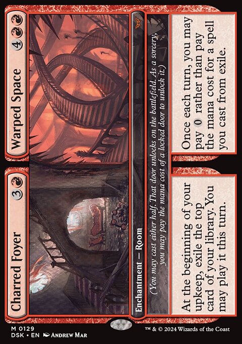 Charred Foyer // Warped Space, Duskmourn: House of Horror #129, Magic: The Gathering card