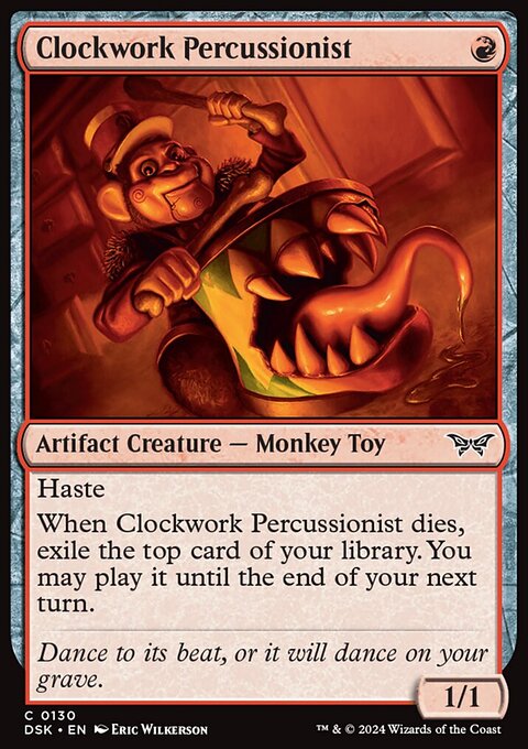 Clockwork Percussionist, Duskmourn: House of Horror #130, Magic: The Gathering card