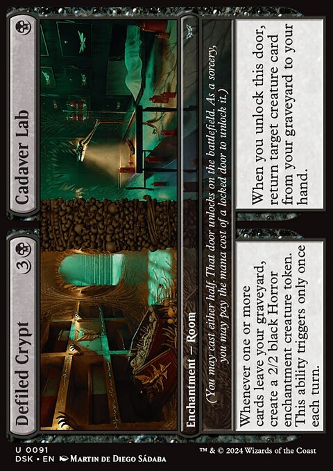 Defiled Crypt // Cadaver Lab, Duskmourn: House of Horror #91, Magic: The Gathering card