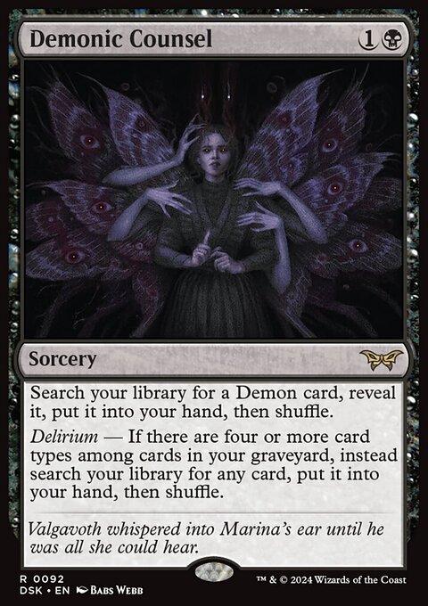 Demonic Counsel, Duskmourn: House of Horror #92, Magic: The Gathering card