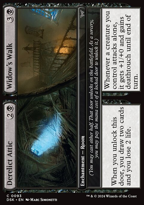Derelict Attic // Widow's Walk, Duskmourn: House of Horror #93, Magic: The Gathering card