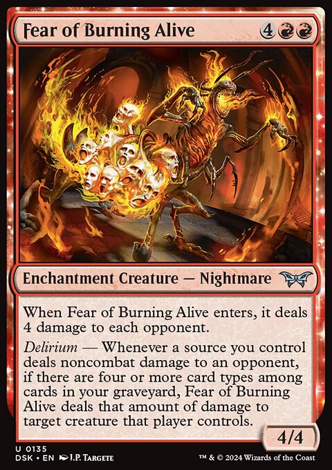 Fear of Burning Alive, Duskmourn: House of Horror #135, Magic: The Gathering card