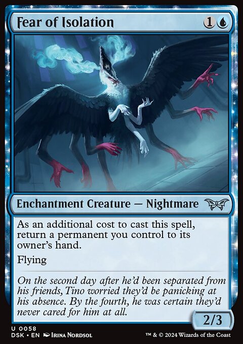 Fear of Isolation, Duskmourn: House of Horror #58, Magic: The Gathering card
