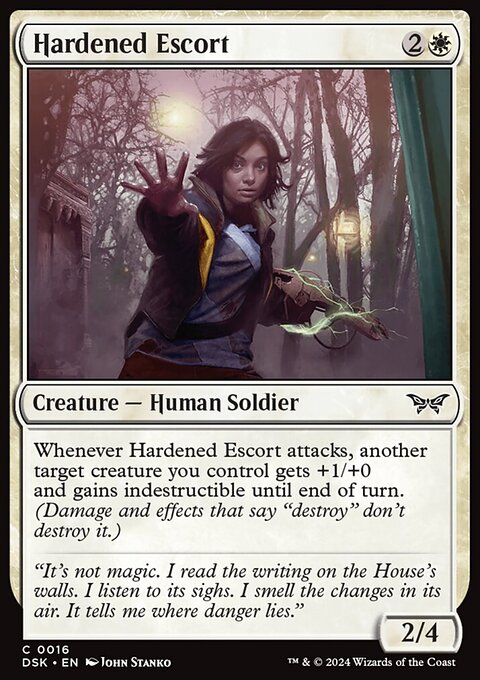 Hardened Escort, Duskmourn: House of Horror #16, Magic: The Gathering card