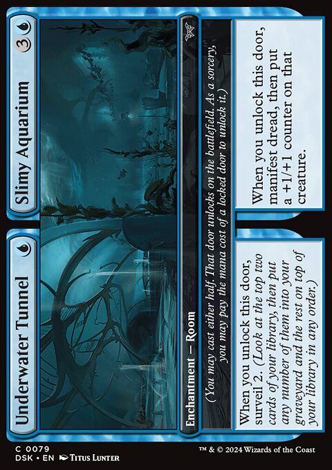 Underwater Tunnel // Slimy Aquarium, Duskmourn: House of Horror #79, Magic: The Gathering card