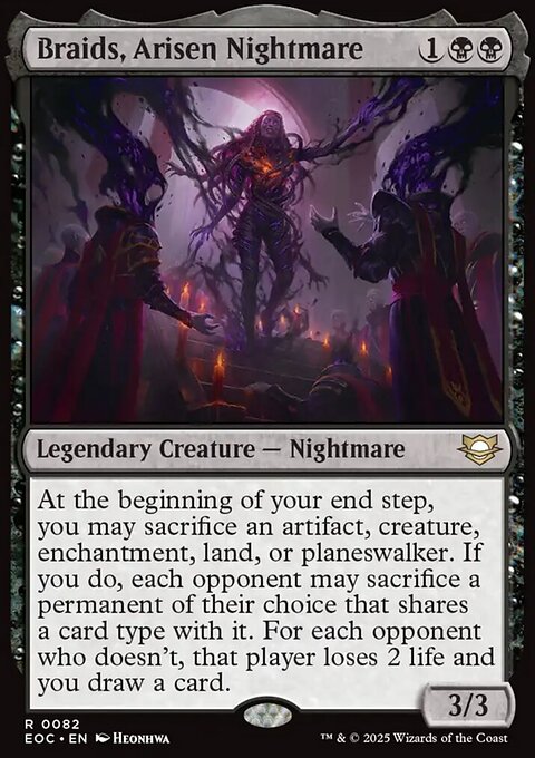 Braids, Arisen Nightmare, Edge of Eternities Commander #82, Magic: The Gathering card
