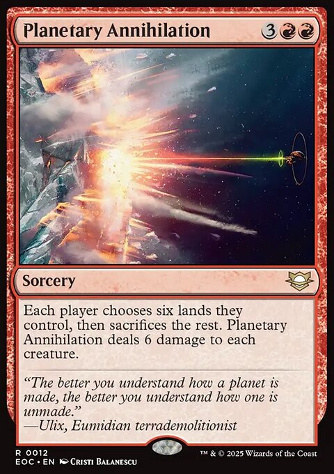 Planetary Annihilation, Edge of Eternities Commander #12, Magic: The Gathering card