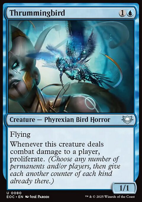 Thrummingbird, Edge of Eternities Commander #80, Magic: The Gathering card