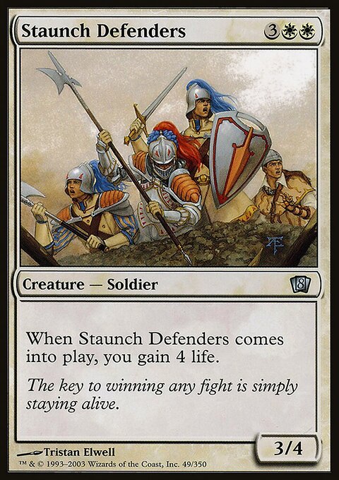 Staunch Defenders, Eighth Edition #49★, Magic: The Gathering card