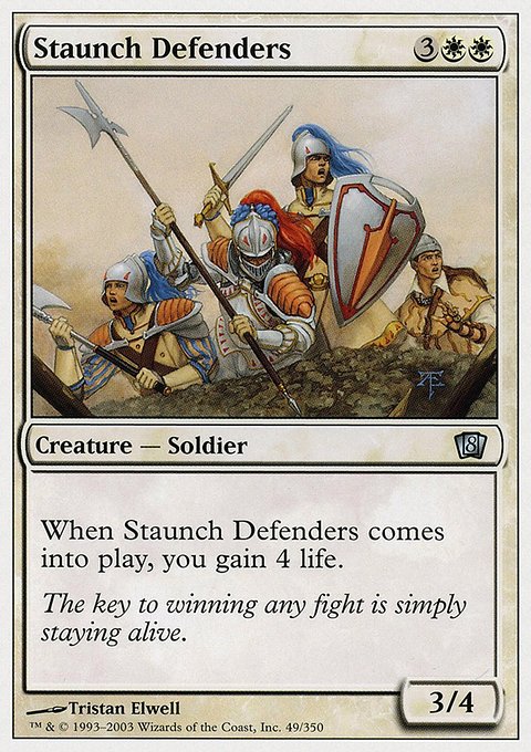 Staunch Defenders, Eighth Edition #49, Magic: The Gathering card