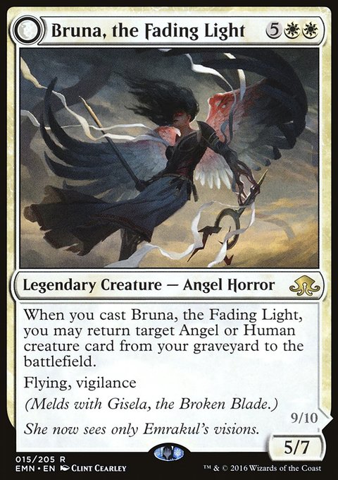 Bruna, the Fading Light // Brisela, Voice of Nightmares, Eldritch Moon #15, Magic: The Gathering card