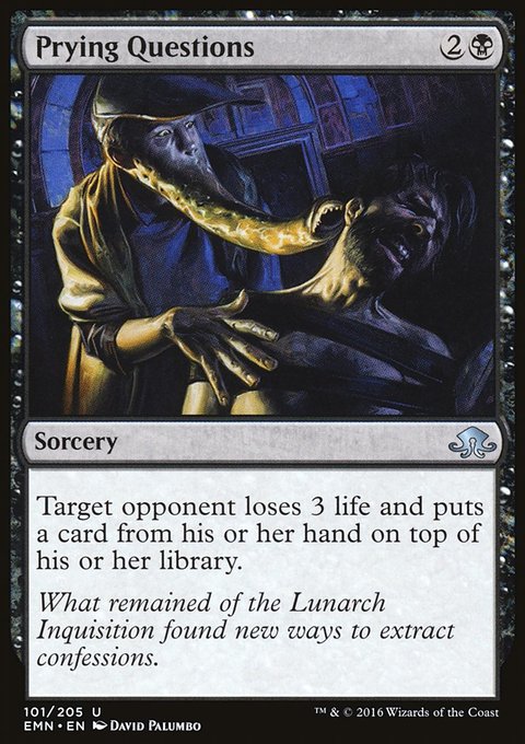 Prying Questions, Eldritch Moon #101, Magic: The Gathering card