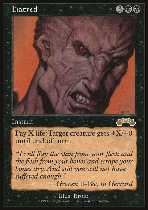 Hatred, Exodus #64, Magic: The Gathering card