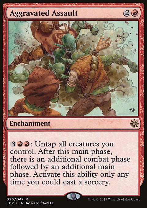 Aggravated Assault, Explorers of Ixalan #25, Magic: The Gathering card
