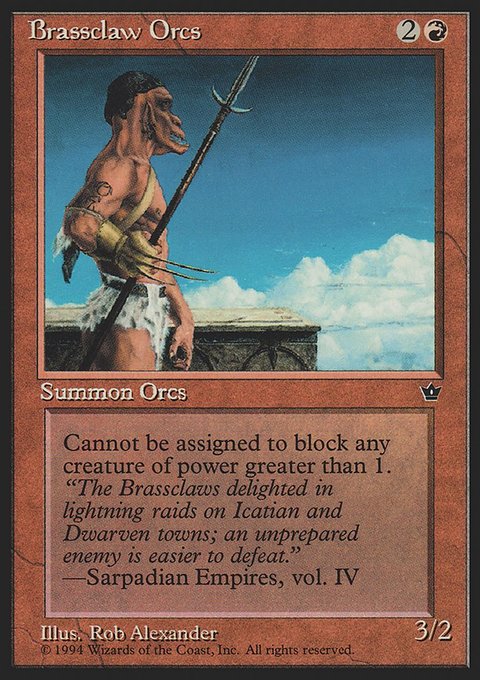 Brassclaw Orcs, Fallen Empires #49a, Magic: The Gathering card