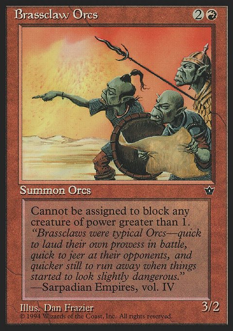 Brassclaw Orcs, Fallen Empires #49b, Magic: The Gathering card