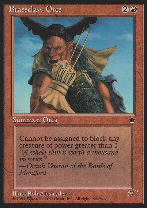 Brassclaw Orcs, Fallen Empires #49c, Magic: The Gathering card