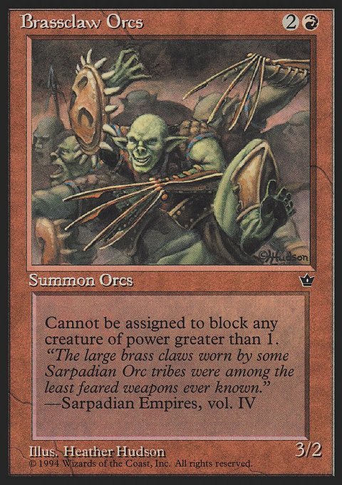 Brassclaw Orcs, Fallen Empires #49d, Magic: The Gathering card