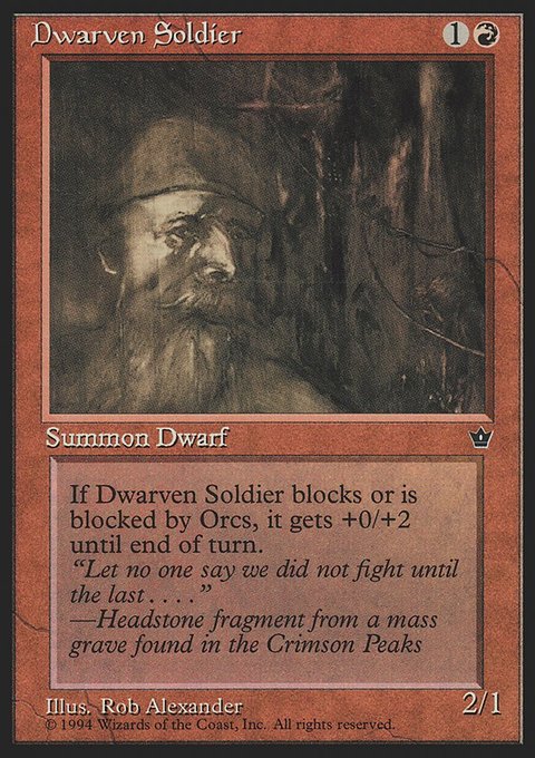 Dwarven Soldier, Fallen Empires #53a, Magic: The Gathering card