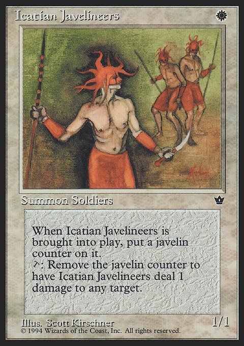 Icatian Javelineers, Fallen Empires #8c, Magic: The Gathering card