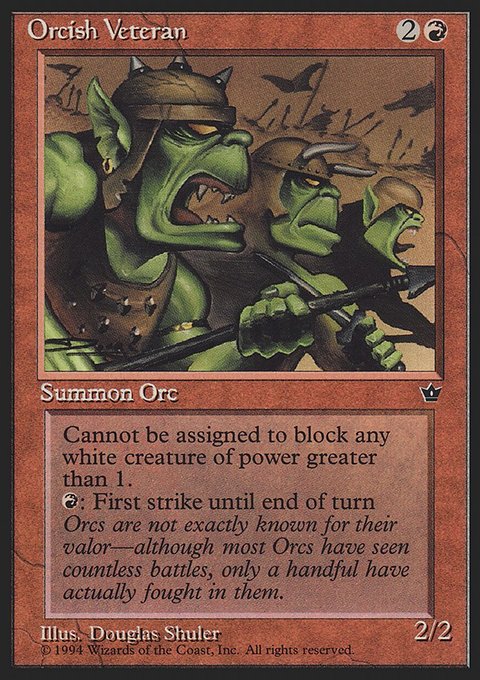 Orcish Veteran, Fallen Empires #62a, Magic: The Gathering card