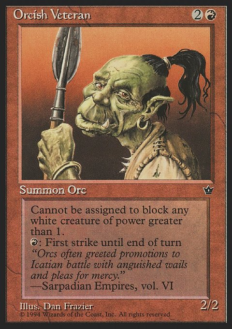 Orcish Veteran, Fallen Empires #62b, Magic: The Gathering card