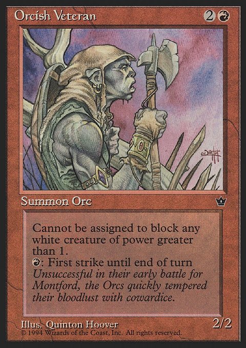 Orcish Veteran, Fallen Empires #62c, Magic: The Gathering card