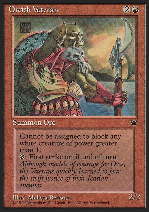 Orcish Veteran, Fallen Empires #62d, Magic: The Gathering card