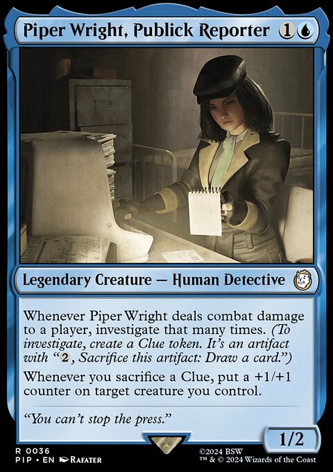 Piper Wright, Publick Reporter, Fallout #36, Magic: The Gathering card